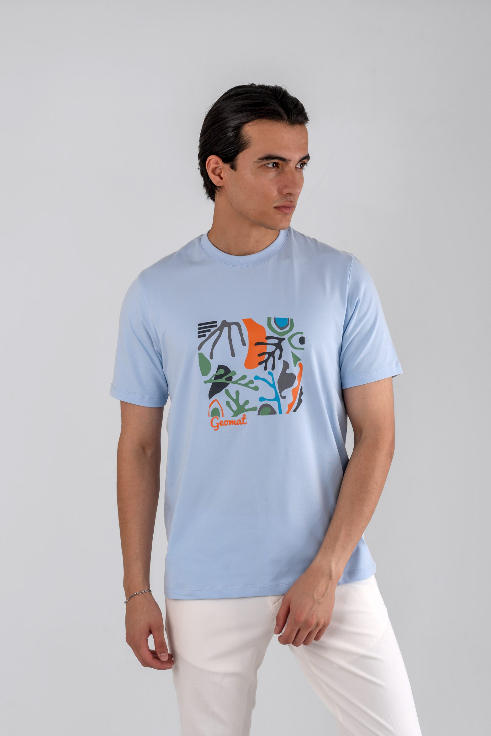 Tshirt-men-geomat-blue تیشرت طرحدار آبی آسمانی 2043 - Image 1