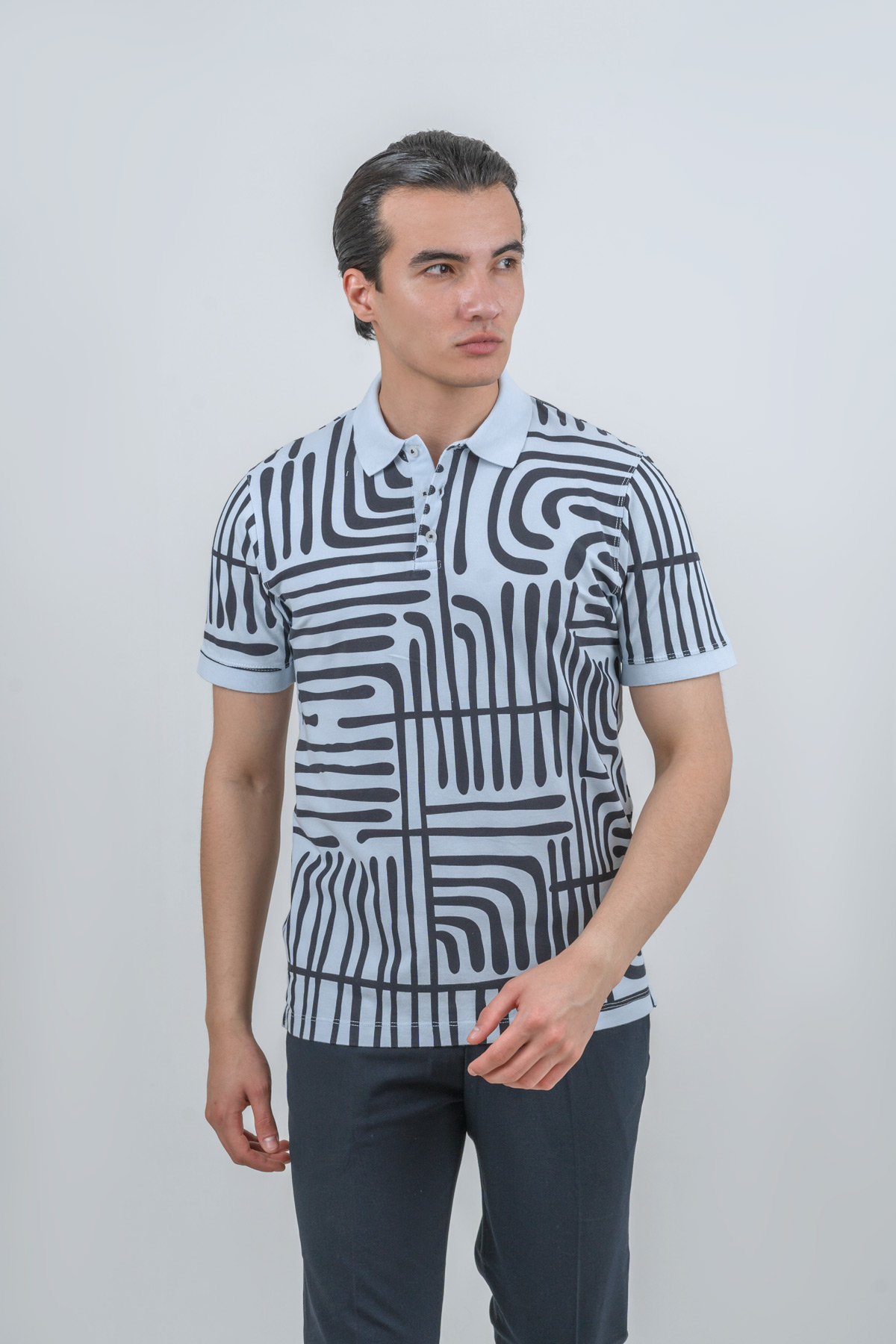 polopshirts-men-patterned-blue (1) پولوشرت جودون طرحدار آبی 3038 - Image 1