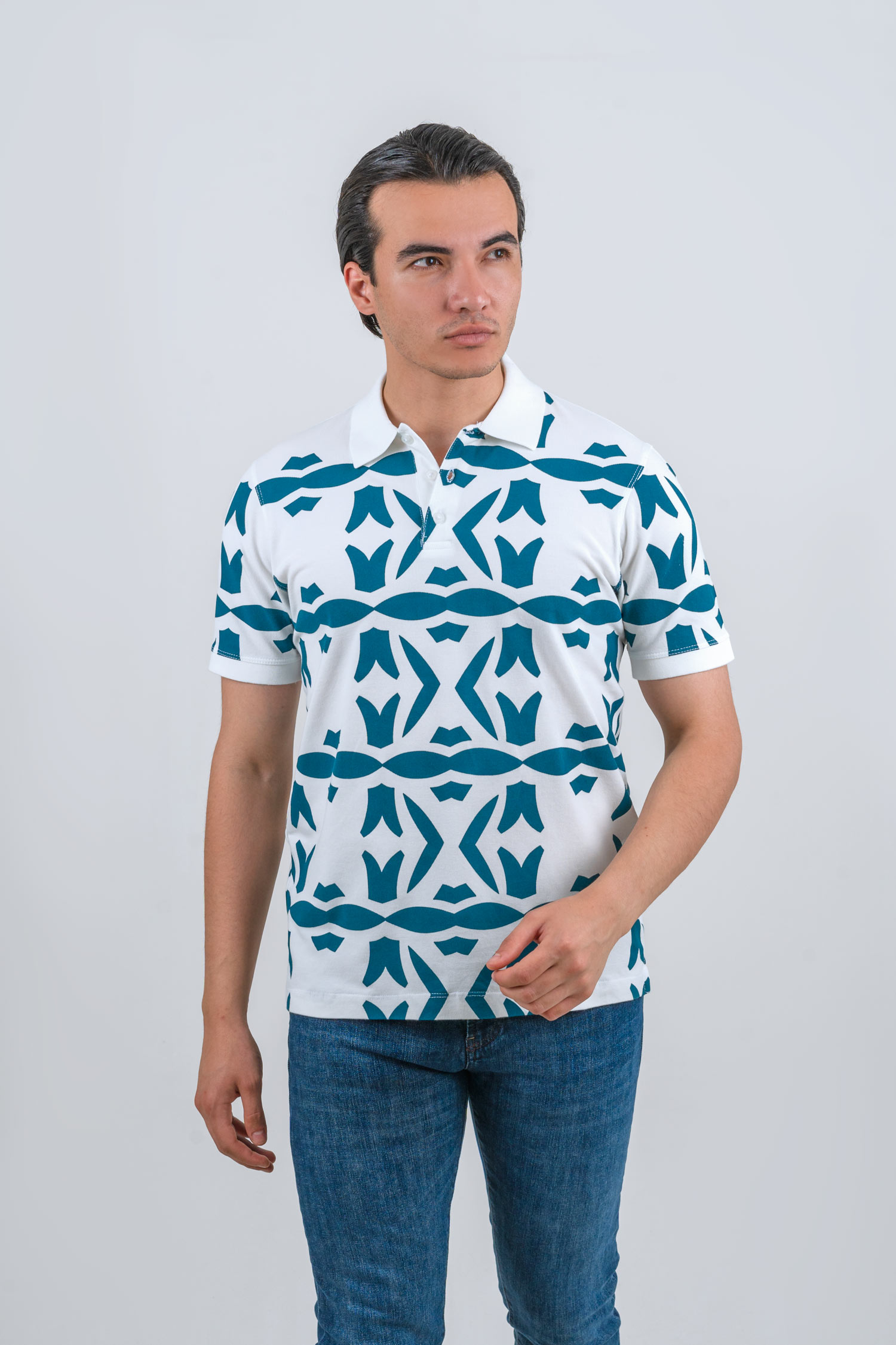 poloshirts-geomat-green (1) پولوشرت جودون طرحدار سبز 3047 - Image 1